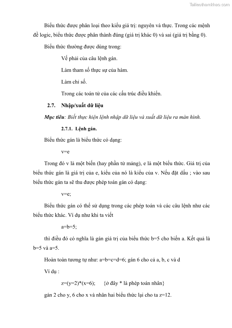 Giáo trình Lập trình C Nghề Quản trị mạng - Cao đẳng nghề - Tổng cục dạy nghề - 3 Trang 26