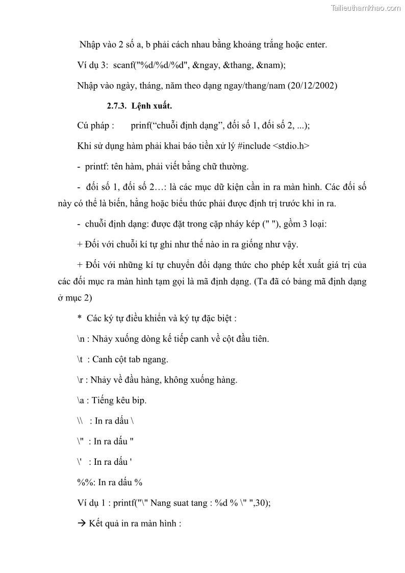 Giáo trình Lập trình C Nghề Quản trị mạng - Cao đẳng nghề - Tổng cục dạy nghề - 3 Trang 28