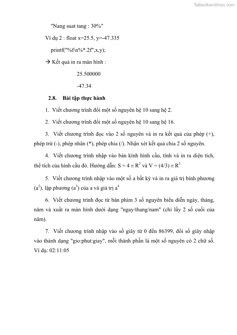 Giáo trình Lập trình C Nghề Quản trị mạng - Cao đẳng nghề - Tổng cục dạy nghề - 3 Trang 29