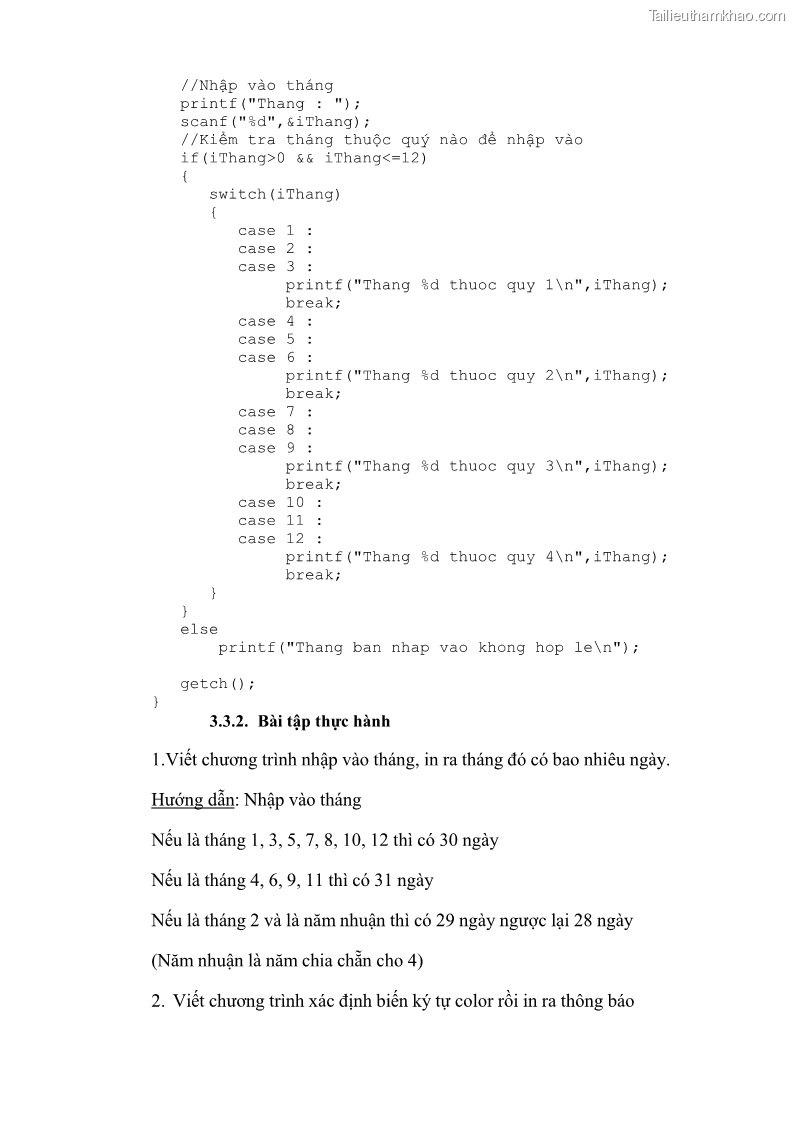 Giáo trình Lập trình C Nghề Quản trị mạng - Cao đẳng nghề - Tổng cục dạy nghề - 4 Trang 39