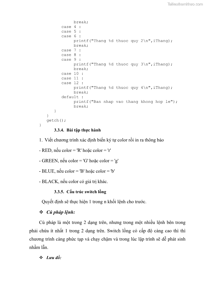 Giáo trình Lập trình C Nghề Quản trị mạng - Cao đẳng nghề - Tổng cục dạy nghề - 4 Trang 42