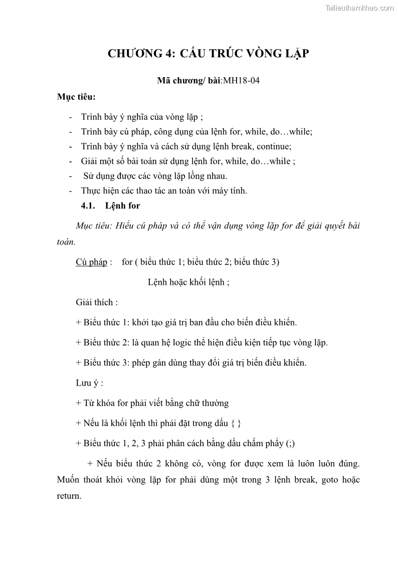 Giáo trình Lập trình C Nghề Quản trị mạng - Cao đẳng nghề - Tổng cục dạy nghề - 4 Trang 45
