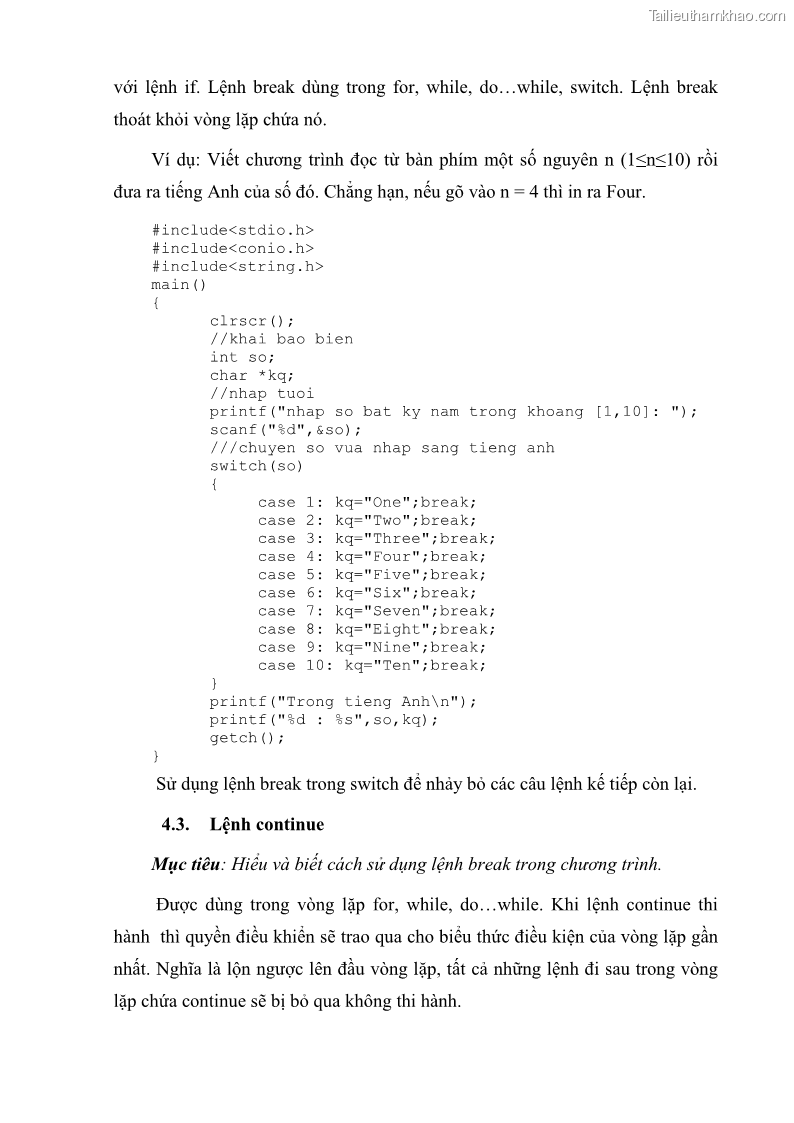 Giáo trình Lập trình C Nghề Quản trị mạng - Cao đẳng nghề - Tổng cục dạy nghề - 5 Trang 49