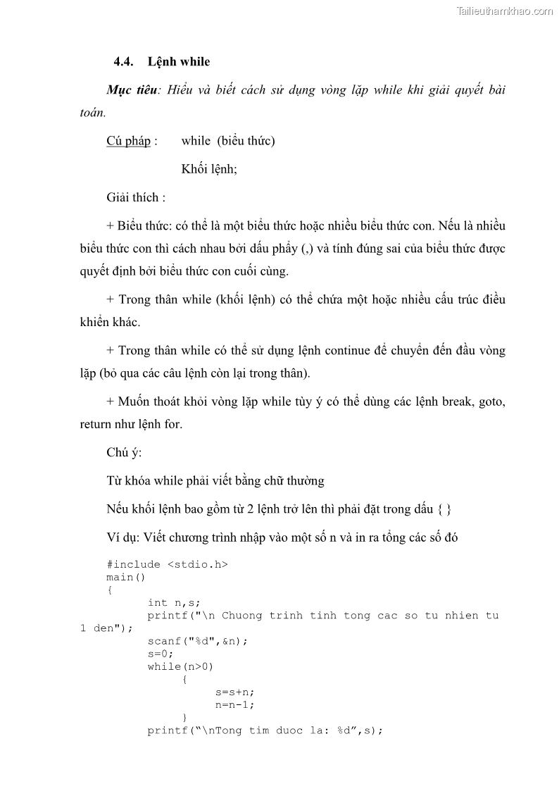 Giáo trình Lập trình C Nghề Quản trị mạng - Cao đẳng nghề - Tổng cục dạy nghề - 5 Trang 50