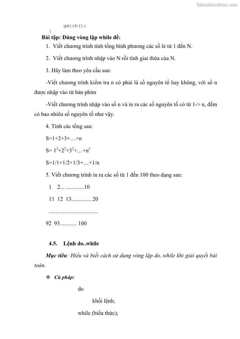 Giáo trình Lập trình C Nghề Quản trị mạng - Cao đẳng nghề - Tổng cục dạy nghề - 5 Trang 51
