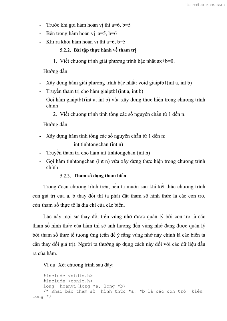 Giáo trình Lập trình C Nghề Quản trị mạng - Cao đẳng nghề - Tổng cục dạy nghề - 6 Trang 63