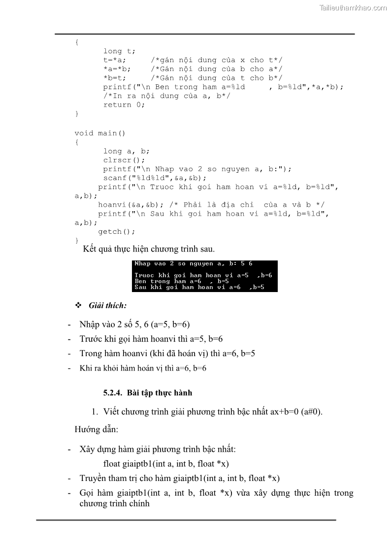 Giáo trình Lập trình C Nghề Quản trị mạng - Cao đẳng nghề - Tổng cục dạy nghề - 6 Trang 64