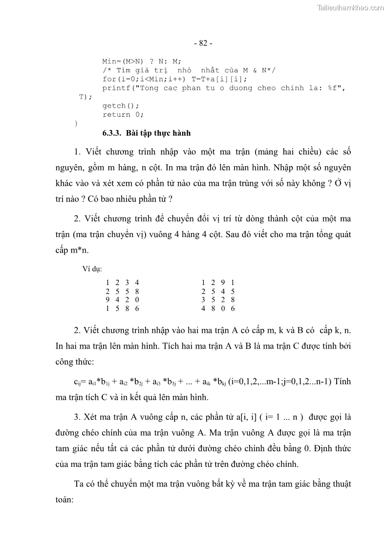 Giáo trình Lập trình C Nghề Quản trị mạng - Cao đẳng nghề - Tổng cục dạy nghề - 7 Trang 82
