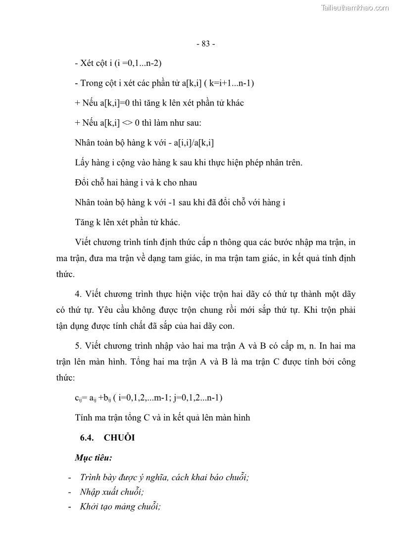 Giáo trình Lập trình C Nghề Quản trị mạng - Cao đẳng nghề - Tổng cục dạy nghề - 7 Trang 83