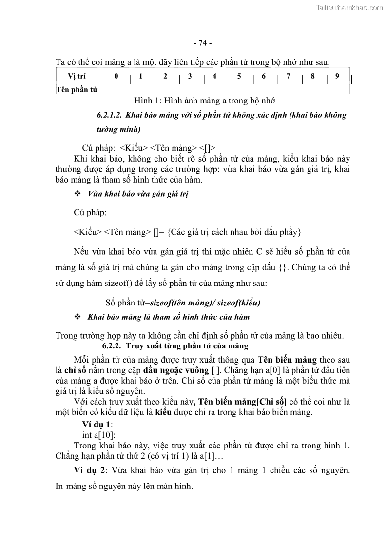 Giáo trình Lập trình C Nghề Quản trị mạng - Cao đẳng nghề - Tổng cục dạy nghề - 7 Trang 74