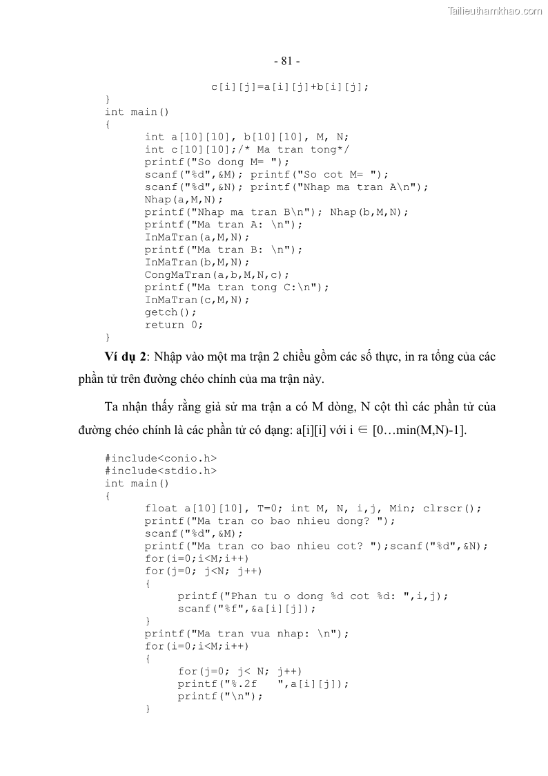 Giáo trình Lập trình C Nghề Quản trị mạng - Cao đẳng nghề - Tổng cục dạy nghề - 7 Trang 81