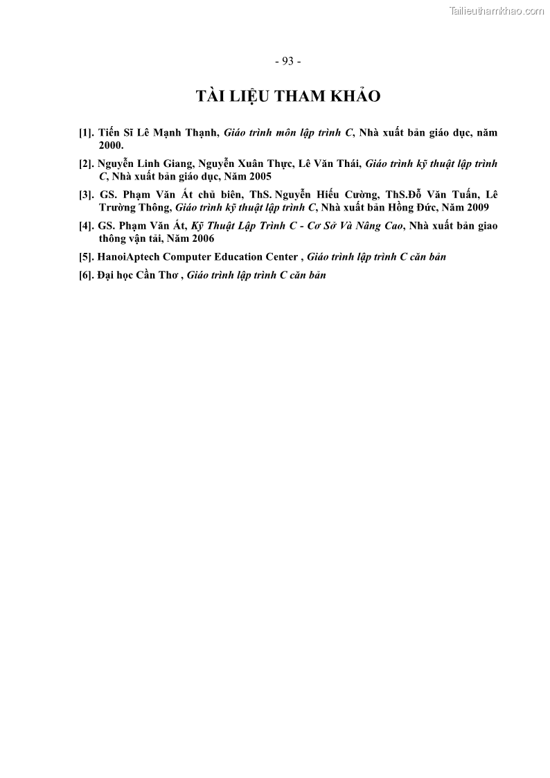 Giáo trình Lập trình C Nghề Quản trị mạng - Cao đẳng nghề - Tổng cục dạy nghề - 8 Trang 93