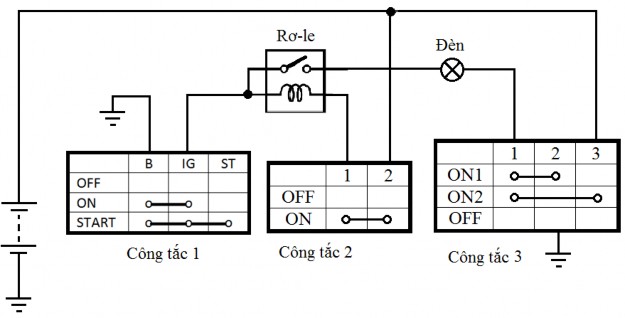 Hình 1 Mạch điện hệ thống chiếu sáng cơ bản trên ôtô Câu 1 3 điểm Cho mạch 18