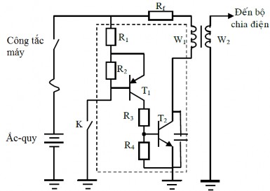 Hình 7 10 Sơ đồ hệ thống đánh lửa sử dụng transistor Khi khóa K đóng CTM đóng 6