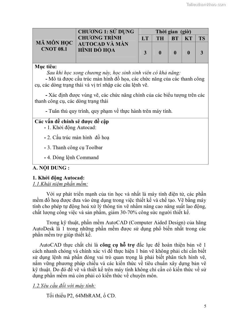 Giáo trình Thực hành autocad trường cđ nghề Đà Nẵng - 1 Trang 6