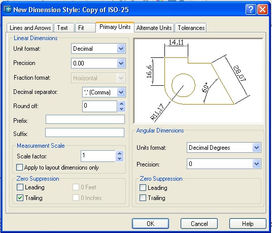 Linear dimensions Unit Format Chọn đơn vị chiều dài Fraction Format Định dạng phân 2