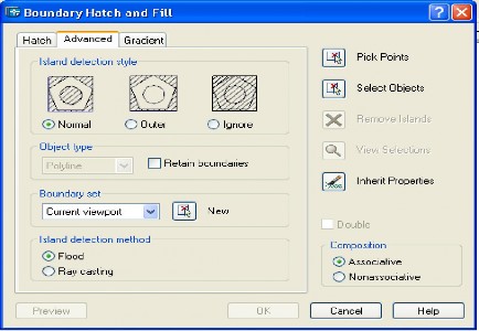 Island detection style Chọn kiểu gạch Object Type Nếu chọn Retain Boundary thì sau khi 3