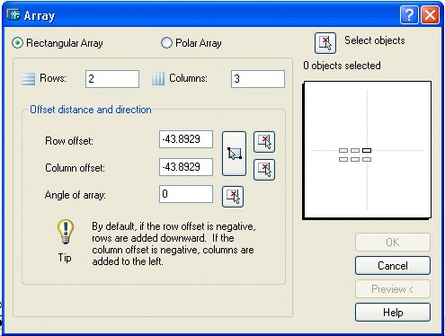 Sao chép theo dãy Chọn Rectangular Array Nhập số hàng cột bạn cần sao chép vào ô 14