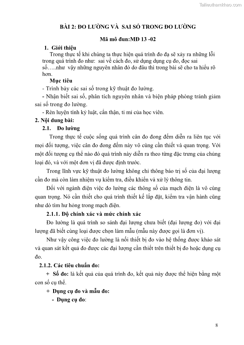 Giáo trình Đo lường điện tử Nghề Điện tử công nghiệp - CĐ-TC - Trường Cao đẳng Nghề Đồng Tháp - 1 Trang 12