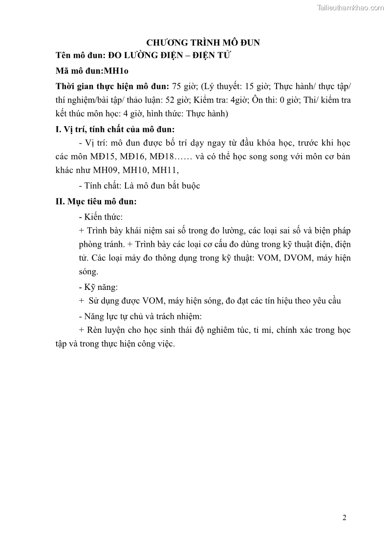 Giáo trình Đo lường điện tử Nghề Điện tử công nghiệp - CĐ-TC - Trường Cao đẳng Nghề Đồng Tháp - 1 Trang 6