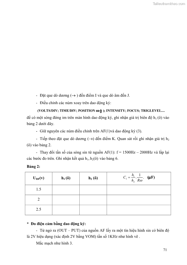 Giáo trình Đo lường điện tử Nghề Điện tử công nghiệp - CĐ-TC - Trường Cao đẳng Nghề Đồng Tháp - 7 Trang 75