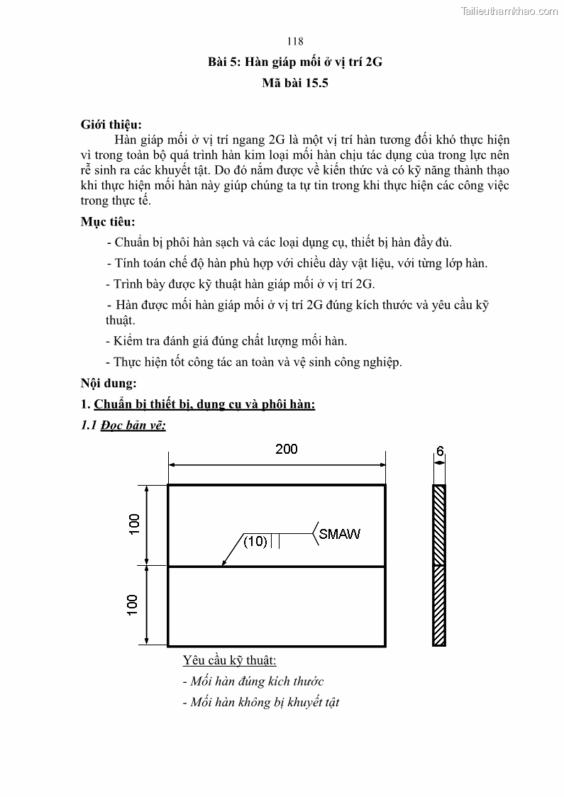 Giáo trình Hàn hồ quang tay cơ bản Nghề Hàn - Trường CĐ Lào Cai - 10 Trang 119