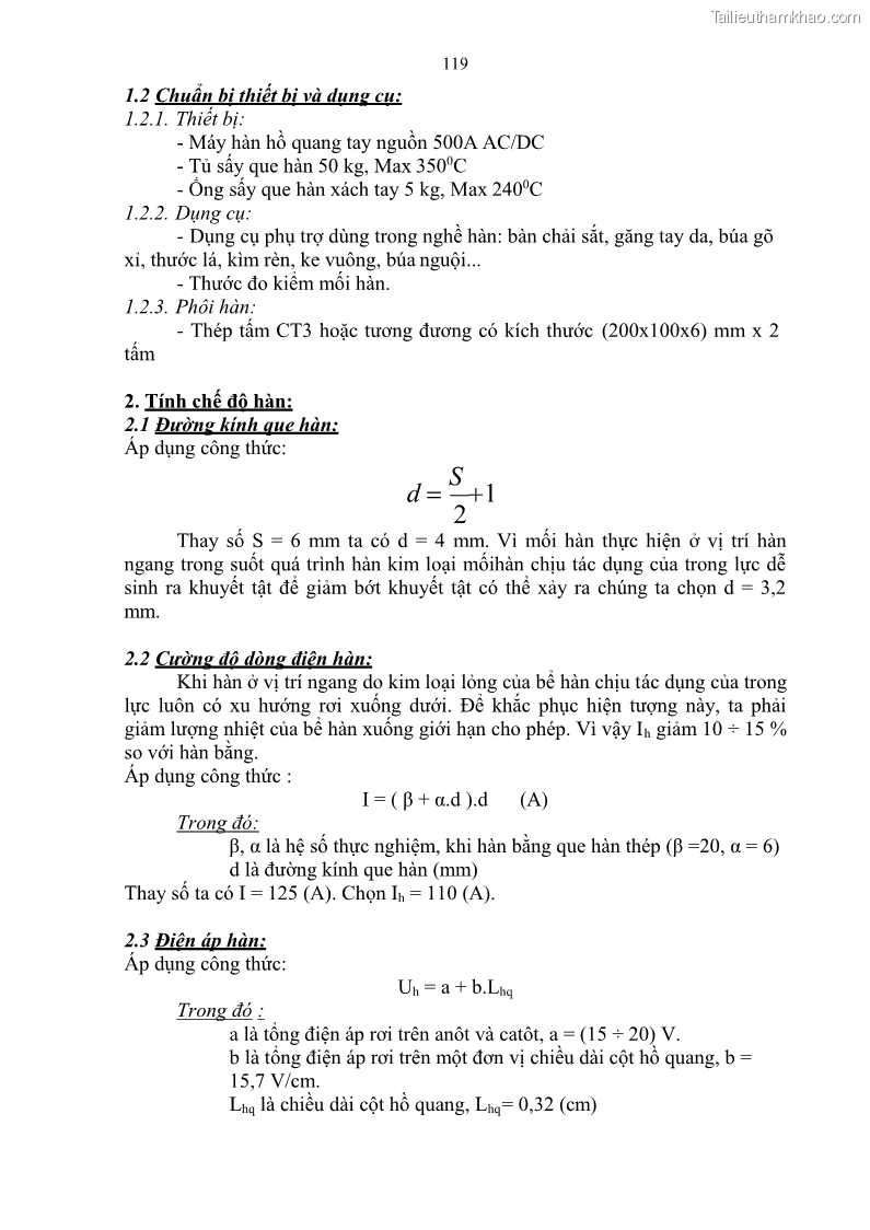 Giáo trình Hàn hồ quang tay cơ bản Nghề Hàn - Trường CĐ Lào Cai - 10 Trang 120