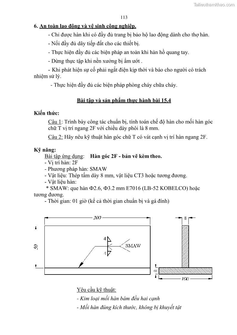 Giáo trình Hàn hồ quang tay cơ bản Nghề Hàn - Trường CĐ Lào Cai - 10 Trang 114