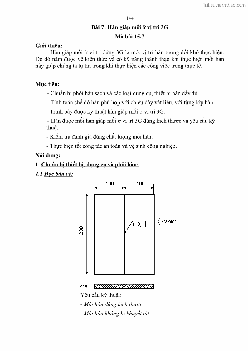 Giáo trình Hàn hồ quang tay cơ bản Nghề Hàn - Trường CĐ Lào Cai - 13 Trang 145