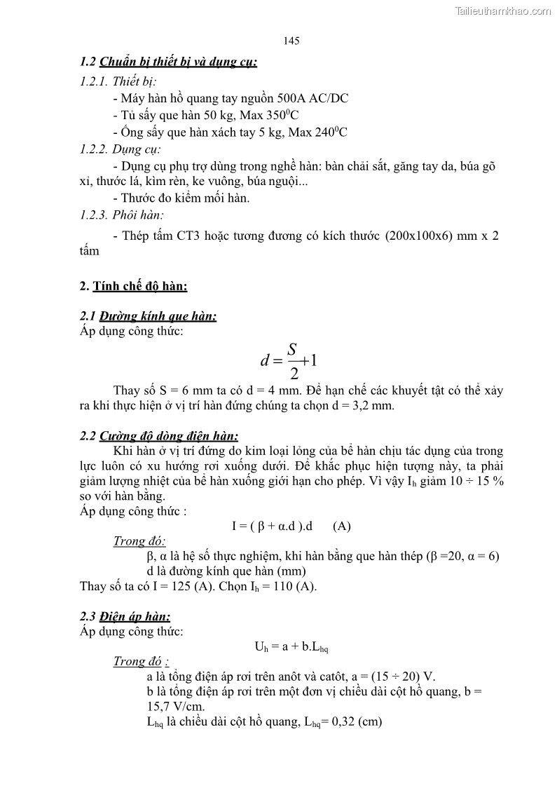 Giáo trình Hàn hồ quang tay cơ bản Nghề Hàn - Trường CĐ Lào Cai - 13 Trang 146