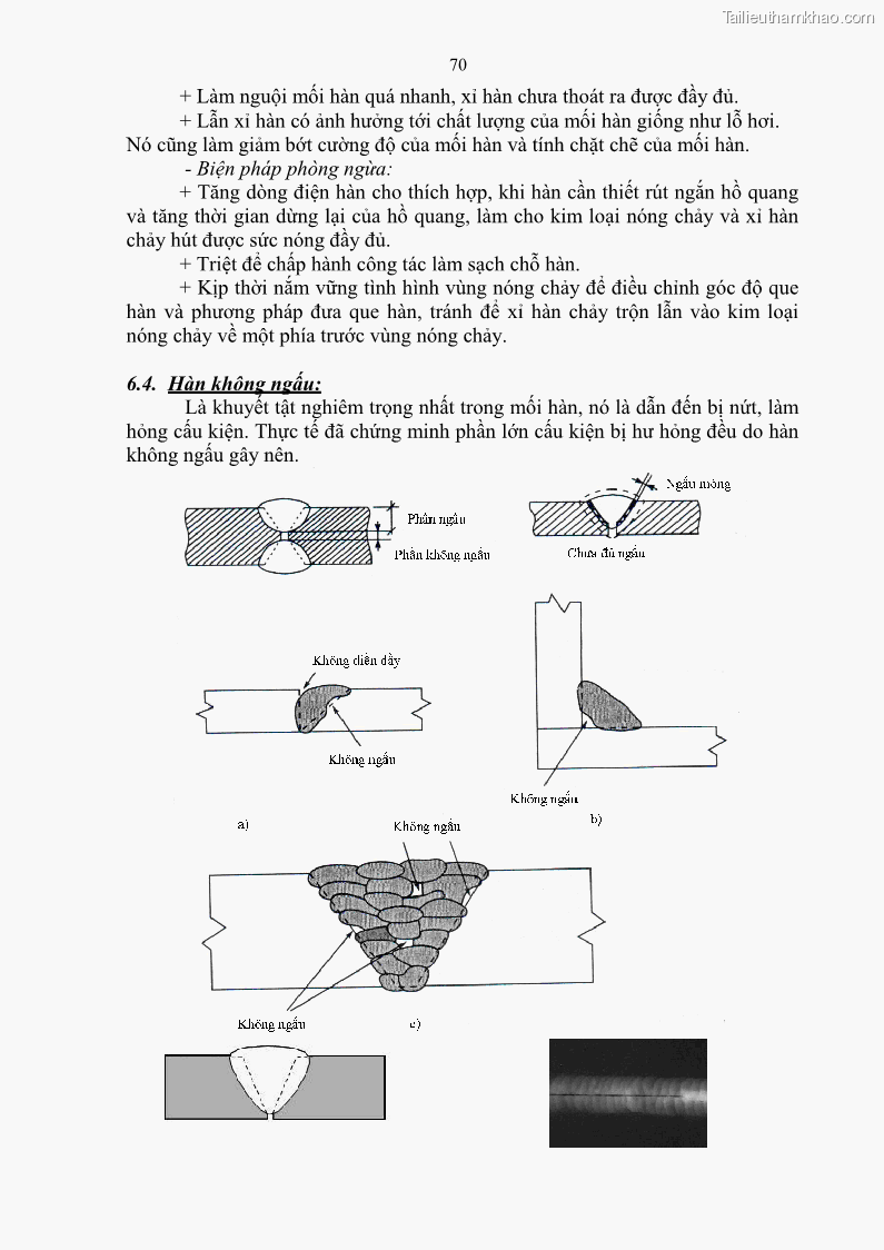 Giáo trình Hàn hồ quang tay cơ bản Nghề Hàn - Trường CĐ Lào Cai - 6 Trang 71