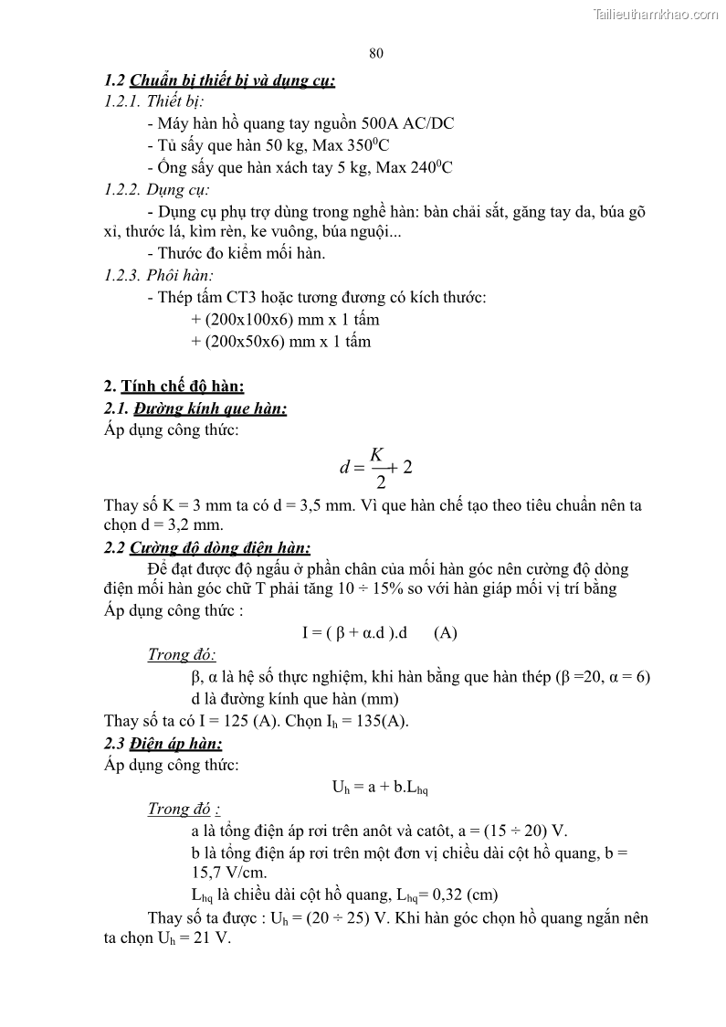 Giáo trình Hàn hồ quang tay cơ bản Nghề Hàn - Trường CĐ Lào Cai - 7 Trang 81