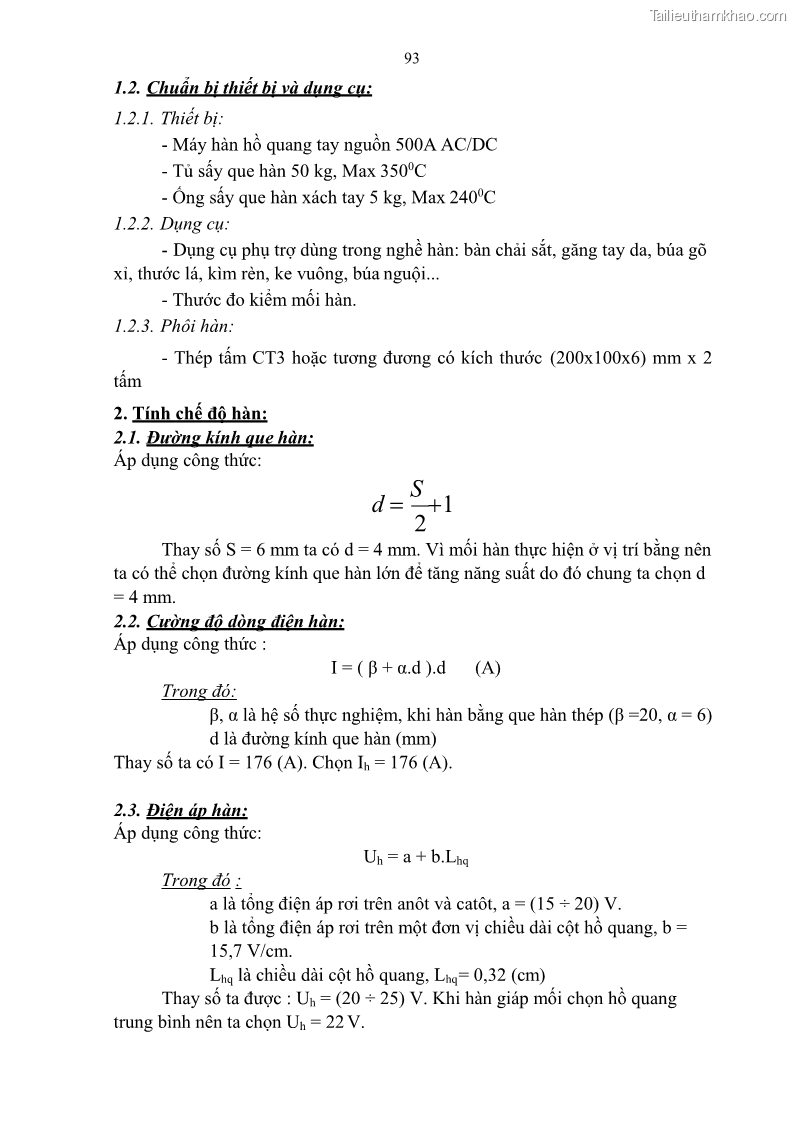 Giáo trình Hàn hồ quang tay cơ bản Nghề Hàn - Trường CĐ Lào Cai - 8 Trang 94