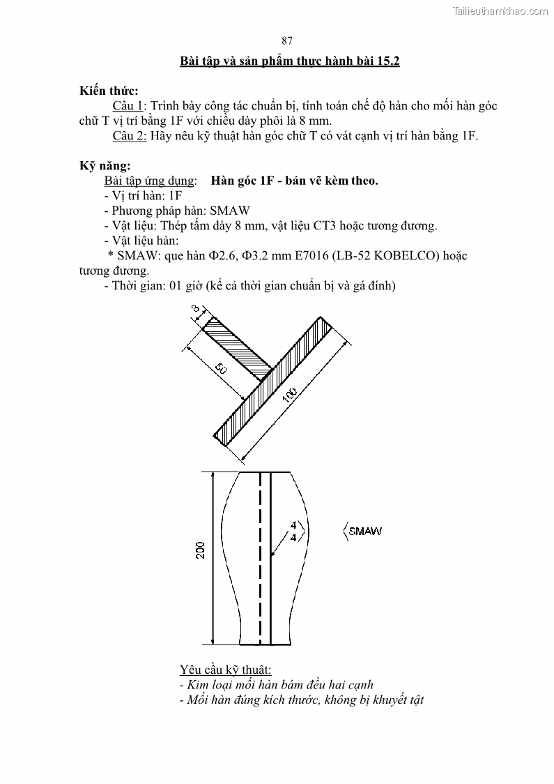 Giáo trình Hàn hồ quang tay cơ bản Nghề Hàn - Trường CĐ Lào Cai - 8 Trang 88