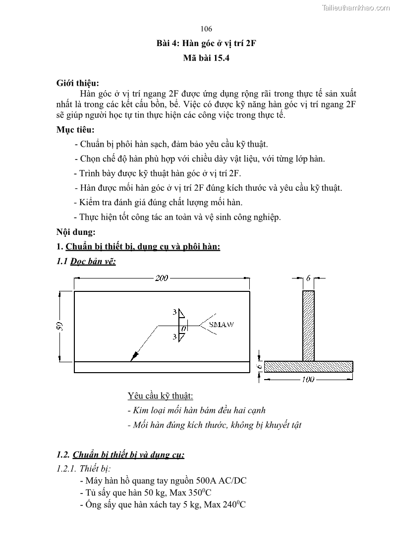 Giáo trình Hàn hồ quang tay cơ bản Nghề Hàn - Trường CĐ Lào Cai - 9 Trang 107