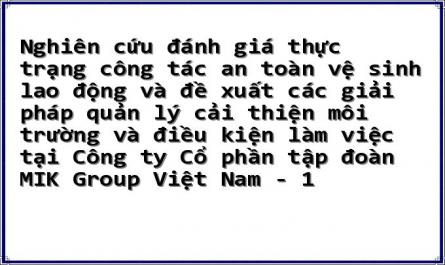 Nghiên cứu đánh giá thực trạng công tác an toàn vệ sinh lao động và đề xuất các giải pháp quản lý cải thiện môi trường và điều kiện làm việc tại Công ty Cổ phần tập đoàn MIK Group Việt Nam - 1