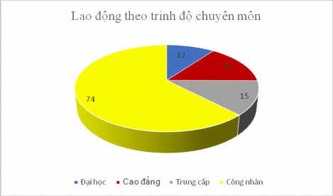 Biểu đồ 2 3 Lực lượng lao động theo trình độ chuyên môn Nguồn Báo cáo nhân 5