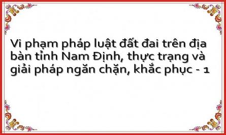 Vi phạm pháp luật đất đai trên địa bàn tỉnh Nam Định, thực trạng và giải pháp ngăn chặn, khắc phục - 1