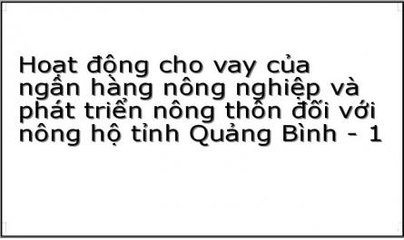 Hoạt động cho vay của ngân hàng nông nghiệp và phát triển nông thôn đối với nông hộ tỉnh Quảng Bình - 1