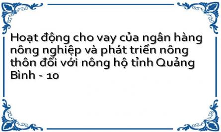 Hoạt Động Cho Vay Của Ngân Hàng Nông Nghiệp Và Phát Triển Nông Thôn Quảng Bình Đối Với Nông