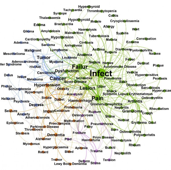 Hình 3 9 Mạng tương tác Bệnh và Triệu chứng của tập dữ liệu gốc Mạng 2