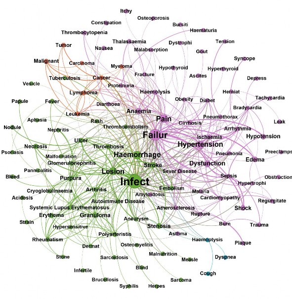 Hình 3 10 Mạng tương tác Bệnh và Triệu chứng của tập dữ liệu Tim mạch Mạng 3