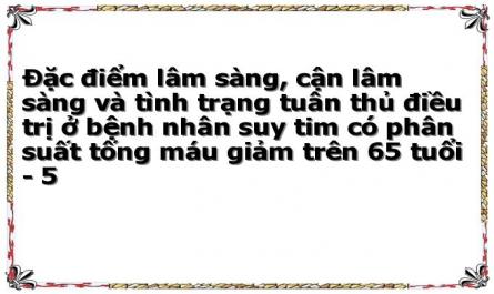 Đặc điểm lâm sàng, cận lâm sàng và tình trạng tuân thủ điều trị ở bệnh nhân suy tim có phân suất tống máu giảm trên 65 tuổi - 5