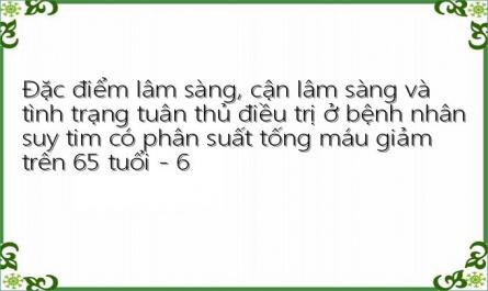 Đặc điểm lâm sàng, cận lâm sàng và tình trạng tuân thủ điều trị ở bệnh nhân suy tim có phân suất tống máu giảm trên 65 tuổi - 6