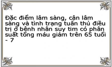 Đặc điểm lâm sàng, cận lâm sàng và tình trạng tuân thủ điều trị ở bệnh nhân suy tim có phân suất tống máu giảm trên 65 tuổi - 7