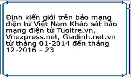 Định kiến giới trên báo mạng điện tử Việt Nam Khảo sát báo mạng điện tử Tuoitre.vn, Vnexpress.net, Giadinh.net.vn từ tháng 01-2014 đến tháng 12-2016 - 23