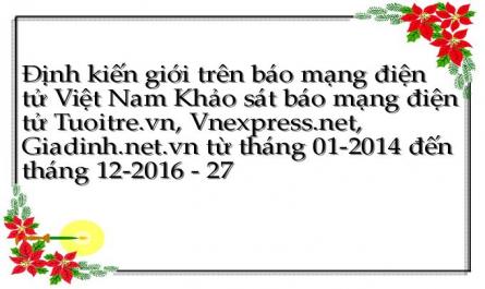 Định kiến giới trên báo mạng điện tử Việt Nam Khảo sát báo mạng điện tử Tuoitre.vn, Vnexpress.net, Giadinh.net.vn từ tháng 01-2014 đến tháng 12-2016 - 27