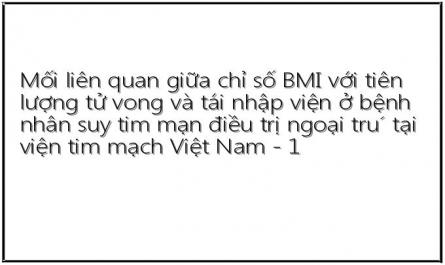 Mối liên quan giữa chỉ số BMI với tiên lượng tử vong và tái nhập viện ở bệnh nhân suy tim mạn điều trị ngoại trú tại viện tim mạch Việt Nam - 1