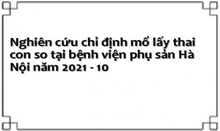 Nghiên cứu chỉ định mổ lấy thai con so tại bệnh viện phụ sản Hà Nội năm 2021 - 10