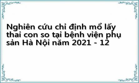 Nghiên cứu chỉ định mổ lấy thai con so tại bệnh viện phụ sản Hà Nội năm 2021 - 12